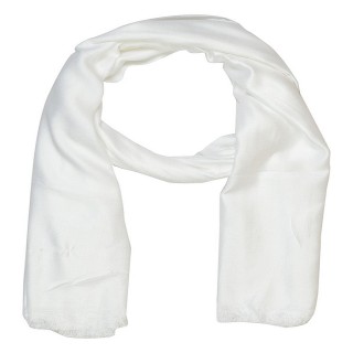 Satin Plain Stole-White Color